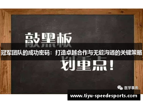 冠军团队的成功密码：打造卓越合作与无缝沟通的关键策略